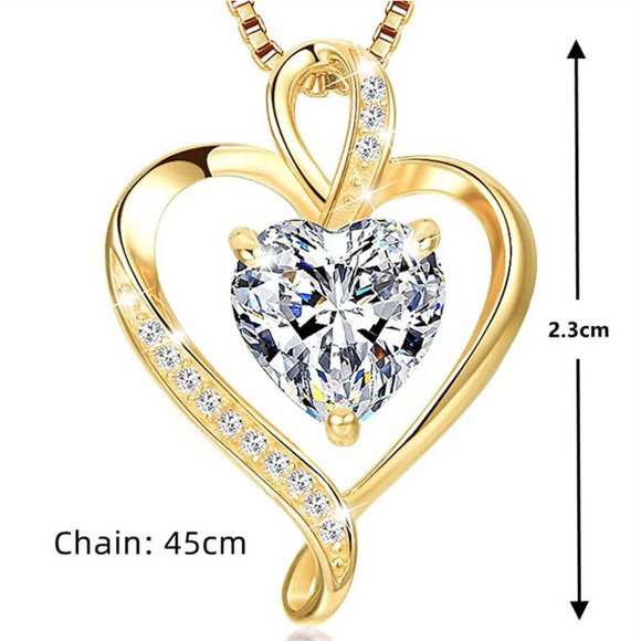 Gorgeous New 18k Gold Over Sterling Silver Diamond Heart Necklace - Picture 3 of 3